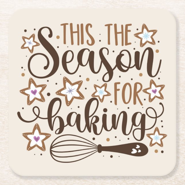 Roligt "Tis the Season of Baking Design Underlägg Papper Kvadrat (Framsidan)