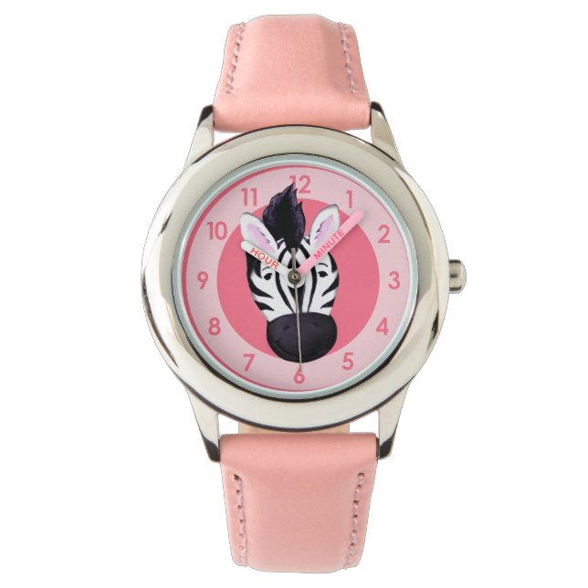 Roligt tjejer zebra lägger till ditt namn på handk armbandsur (Framsida)