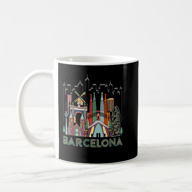 Roligt Travel Spain Barcelona Vacation Gift Design Kaffemugg (Vänster)