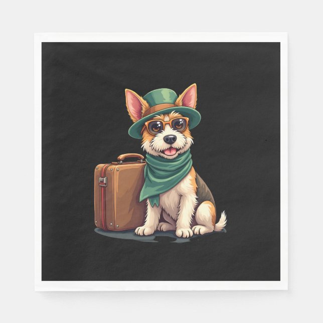 Roligt Traveling Hund with Bag Graphic for Suitcas Pappersservett (Framsidan)