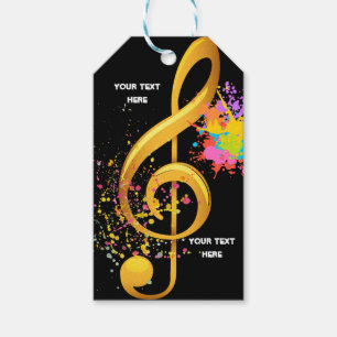 Roligt Treble Clef-musikanteckning. Redigerbar tex Presentetikett