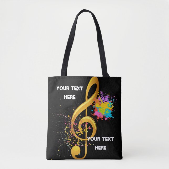 Roligt Treble Clef-musikanteckning. Redigerbar tex Tygkasse (Framsida)