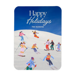 Roligt Trendig Glad helg Ski-åtgärd Magnet
