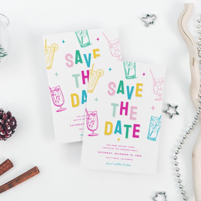 Roligt Trendig jul Party Spara datum Julkort (Skapare uppladdad)