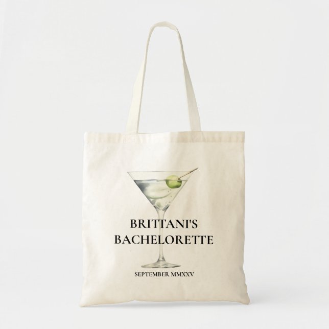 Roligt Trendig Martini Bridesmaid Bachelorette Tygkasse (Framsidan)