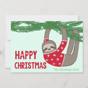 Roligt Trendig Sloth Hppy jul Personlig Julkort
