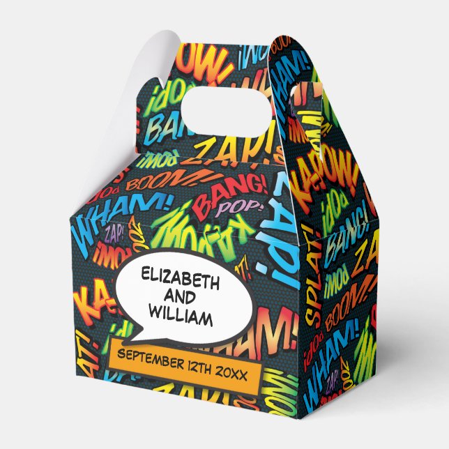 Roligt Trendig Tecknad Bok Bröllop Presentaskar (Framsidan Sidan)