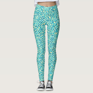 Roligt trendigt abstrakt teal gult akvarellmönster leggings