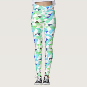 Roligt trianglar av blått och Grönt Leggings