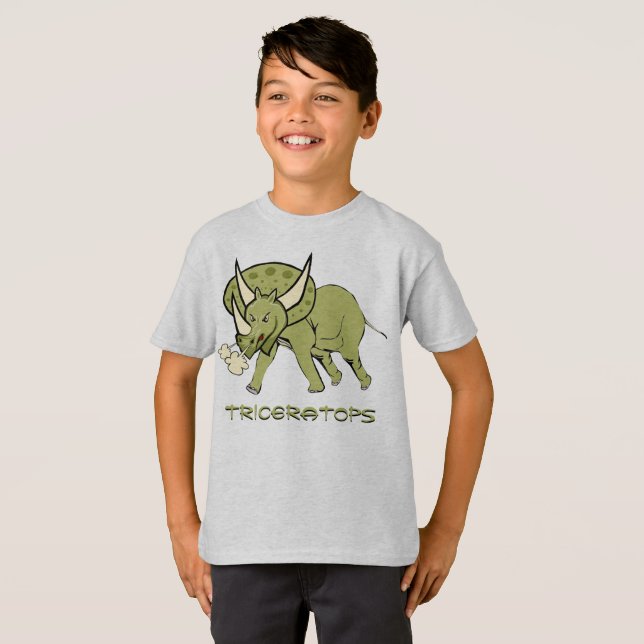 Roligt Triceratops Dino T Shirt (Hel framsida)