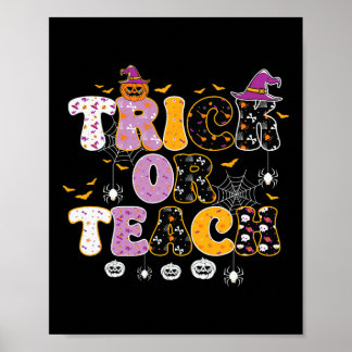 Roligt Trick Or Teach Halloween Lärare Poster