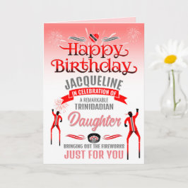 Roligt TRINIDADIAN Dotter Red och Grått Birthday Kort