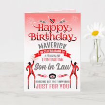 Roligt TRINIDADIAN SON i LAW Red and Grått Birthda
