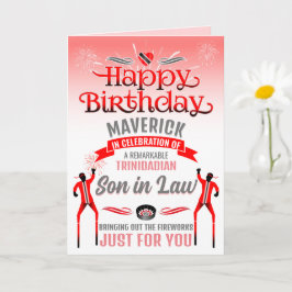 Roligt TRINIDADIAN SON i LAW Red and Grått Birthda Kort