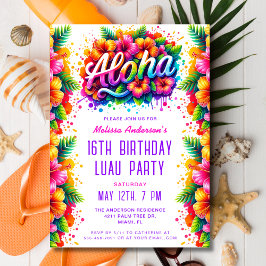 Roligt Tropical Aloha Birthday Luau Party Inbjudningar