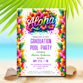 Roligt Tropical Aloha Studenten Bassäng Party Inbjudningar