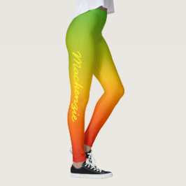 Roligt Tropical Caribbean Red Gult Grönt och Namn Leggings
