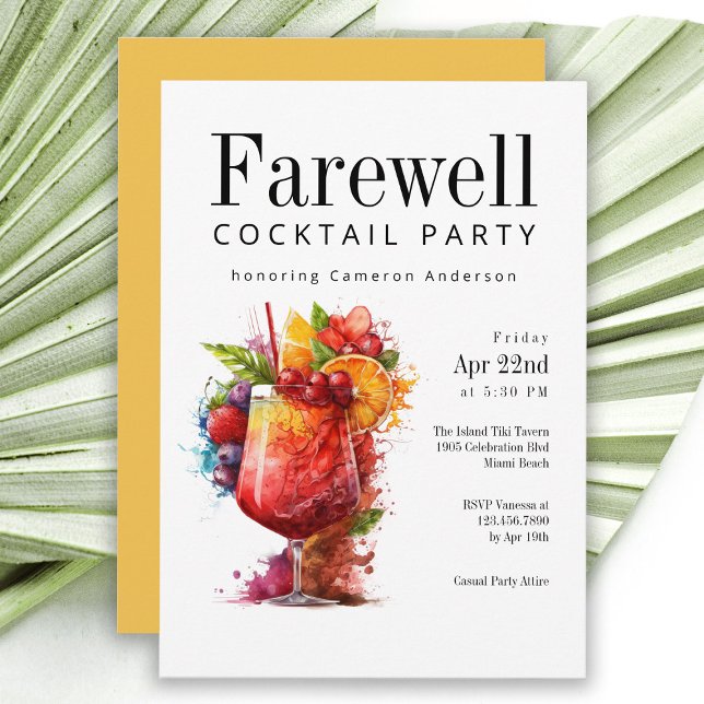 Roligt Tropical Farewell Cocktail Party Inbjudningar (Skapare uppladdad)