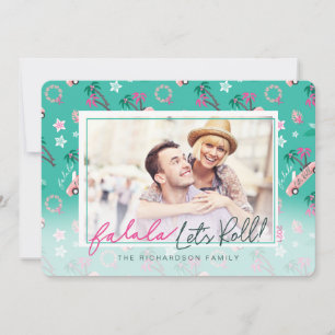 Roligt Tropical jul Fa la la Låt oss Roll Photo Julkort