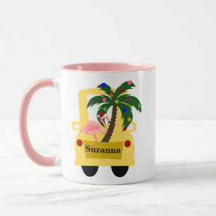 Roligt Tropical Julgran Farm with Flamingo Mugg