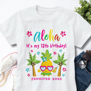Roligt Tropical Pineapple Luau Födelsedagsfest T Shirt