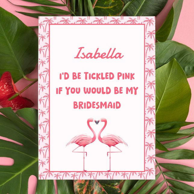 Roligt Tropical Rosa Flamingo Bridesmaid Frieri Kort (Skapare uppladdad)