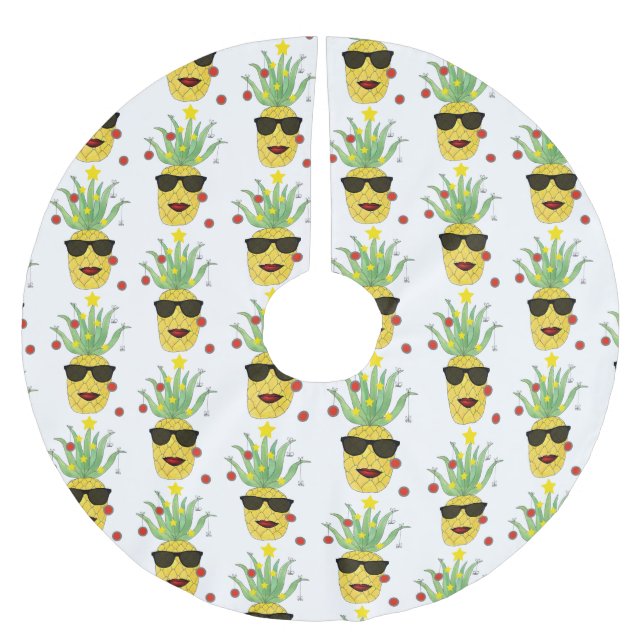 Roligt Tropiska ananas Julgransmatta Borstad Polyester (Framsidan)