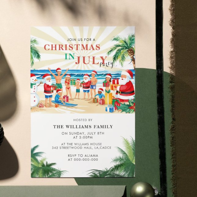 Roligt Tropiska julen i juli Beach Party Inbjudningar (Skapare uppladdad)
