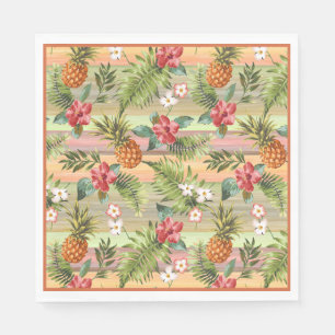 Roligt Tropiskt ananas Fruit Blommigt Löv Mönste Pappersservett