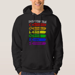 Roligt True Färg Gay Rainbow Pride Flagga Lgtbq Lg Hoodie