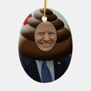 Roligt trumfPoopEmoji huvud Julgransprydnad Keramik