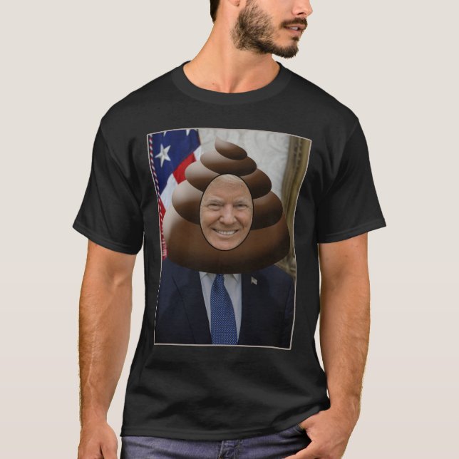Roligt trumfPoopEmoji huvud T Shirt (Framsida)