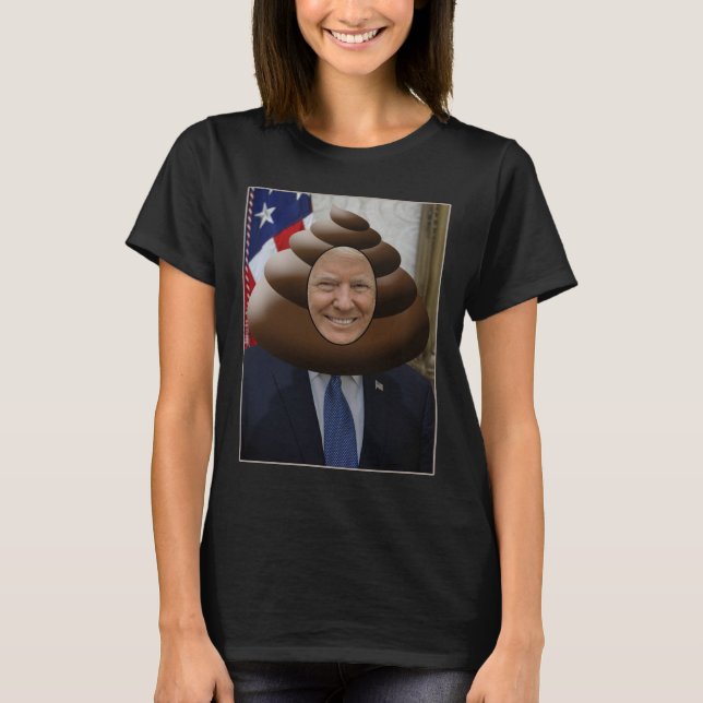 Roligt trumfPoopEmoji huvud T Shirt (Framsida)