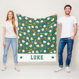 Roligt Turf Grönt White Baseball-utskrift Fleecefilt