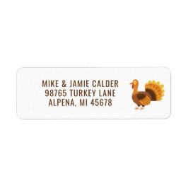 Roligt Turkiet Illustration Thanksgiving Returadress Etikett