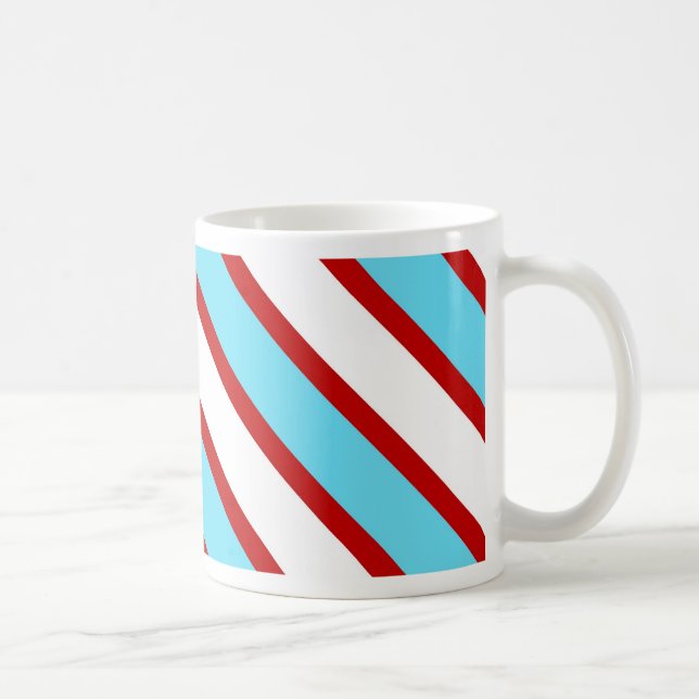 Roligt Turkos Blue Red and White Diagonal Rand Kaffemugg (Höger)