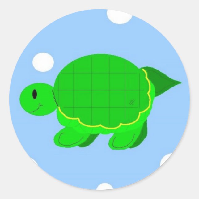 Roligt Turtle Runt Klistermärke (Framsida)