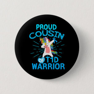 Roligt typ 1 Diabetes Unicorn Proud Cousin A T1d Knapp