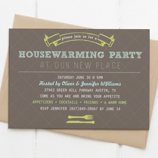 Roligt Typografi Hushållsuppvärmningen Party Inbju Inbjudningar (Skapare uppladdad)