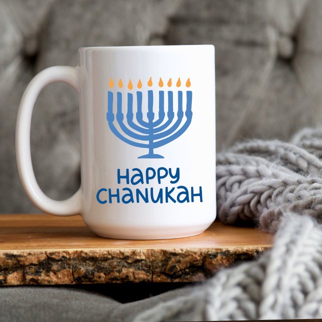 Roligt Typografi | Lycklig Chanukah Large. Mugg (Skapare uppladdad)