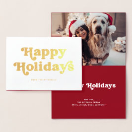Roligt Typografi | Red Inside Glad helg Photo Folierat Kort