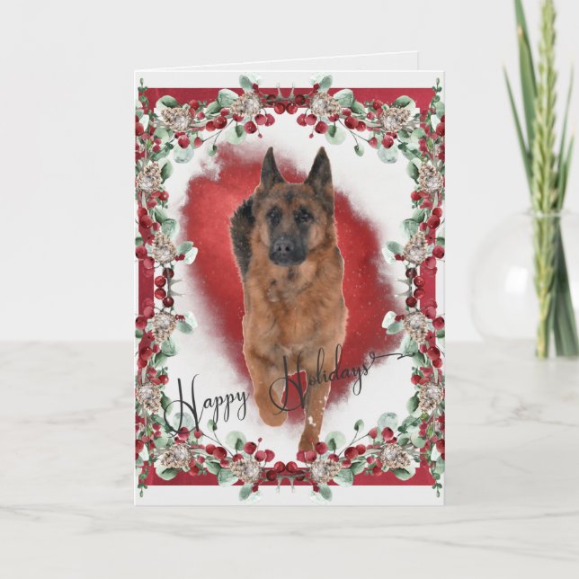 Roligt Tyska Helgdag Shepherd Photo Helgkort (Framsida)