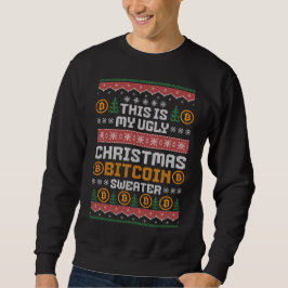 Roligt UGLY CHRISTMAS BITCOIN Faux Sticka Mönster Lång Ärmad Tröja