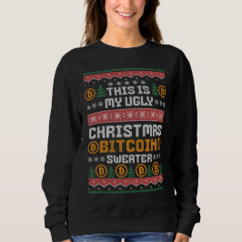 Roligt UGLY CHRISTMAS BITCOIN Faux Sticka Mönster T Shirt