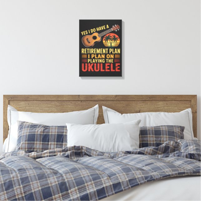 Roligt Ukulele pensionsplan Canvastryck (Insitu (sovrum))
