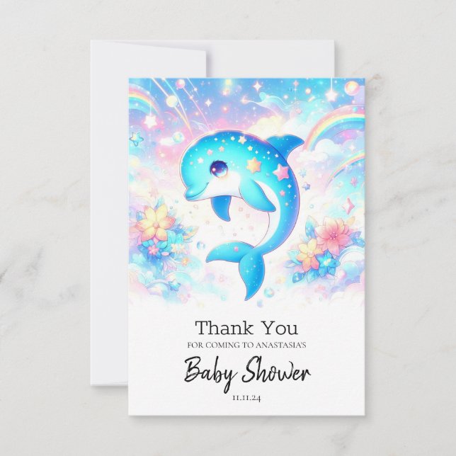 Roligt under Sea Dolphin Baby Shower Tack Kort (Framsida)