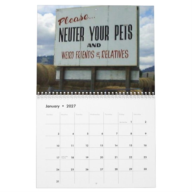 roligt underteckna kalendern kalender (Jan 2027)