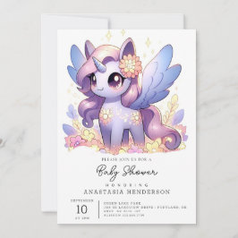 Roligt Unicorn Baby Shower Inbjudningar