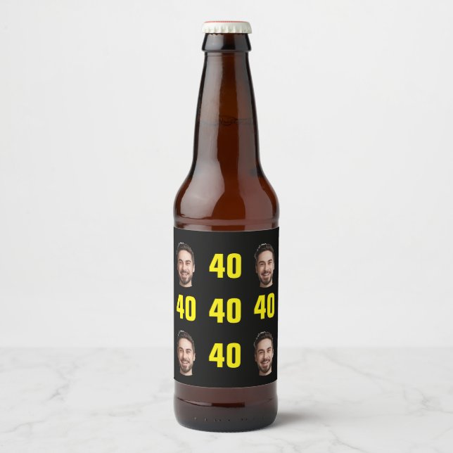 Roligt Unik återgång till foto-Coola på 40:e födel Ölflaska Etikett (Framsida)
