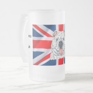 Roligt Union Jack English Bulldog Cheers Mate Frostat Ölglas